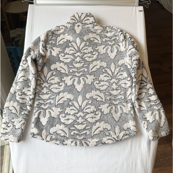 Jason Maxwell Women Jacket Size PS Gray Floral Fleece Long Sleeve Full Zip - Picture 9 of 9